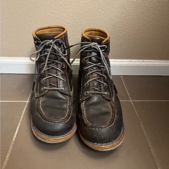 CARHARTT Men's Brown Leather Waterproof Moc Toe Wedge Work Boots Size 9 Outdoors - Picture 13 of 16